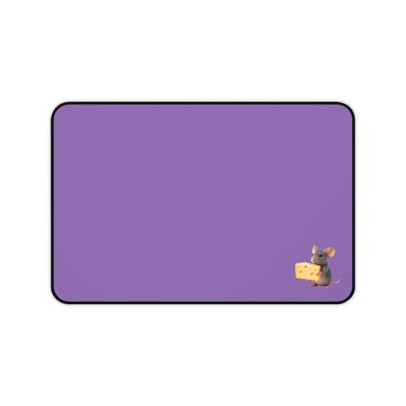 Mouse with Cheese Desk Mat | Purple Neoprene Desk Pad