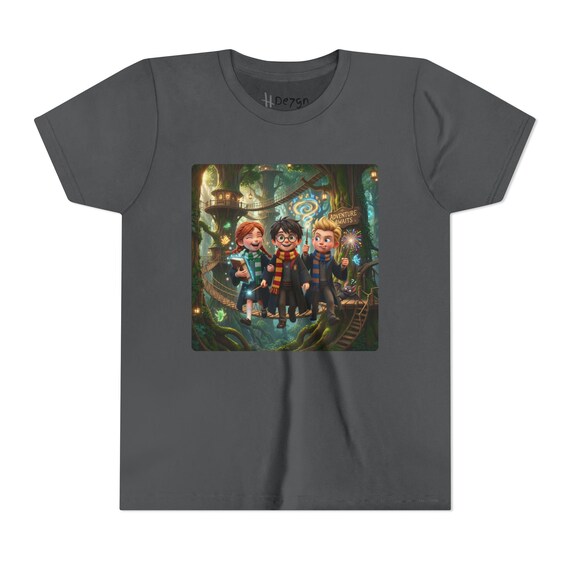 Youth Short Sleeve Tee | Magical Wizard Kids in Enchanted Treehouse Village Fantasy Adventure Graphic T-Shirt