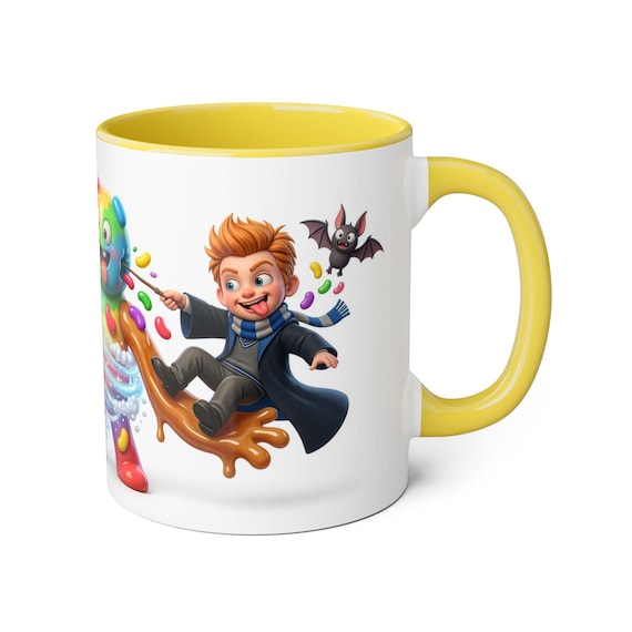 Accent Mug | Cute Wizard Boy Casting Jelly Bean Spell Kids Fantasy Coffee Mug Gift