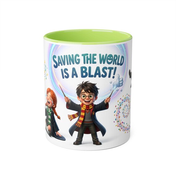 Accent Mug | Saving the World Is A Blast Wizard Trio Fun Fantasy Kids Gift
