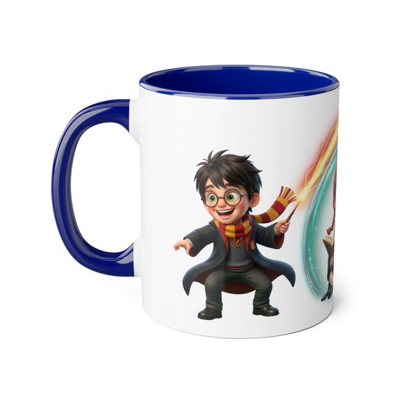 Accent Mug | Young Wizard Boy Wielding Magic Spell Enchanted Kids Mug