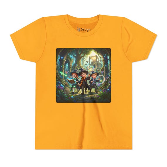 Youth Short Sleeve Tee | Magical Wizard Trio Adventure in Enchanted Ruins Fantasy Kids Shirt