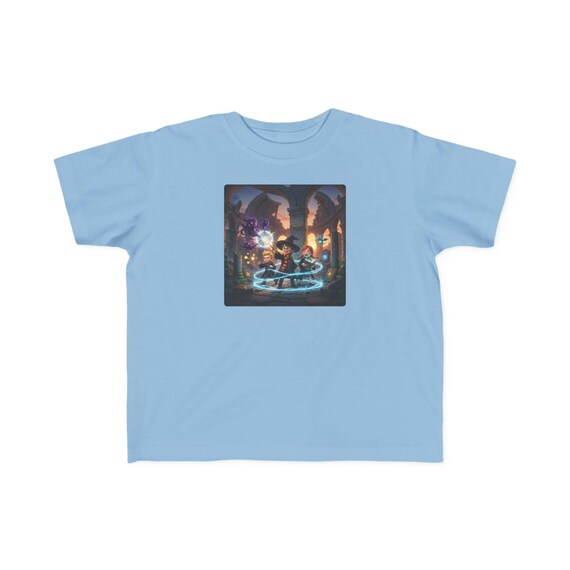 Toddler's Fine Jersey Tee | Young Wizard Trio Casting Magic Spells in Ancient Ruins Fantasy Kids Apparel