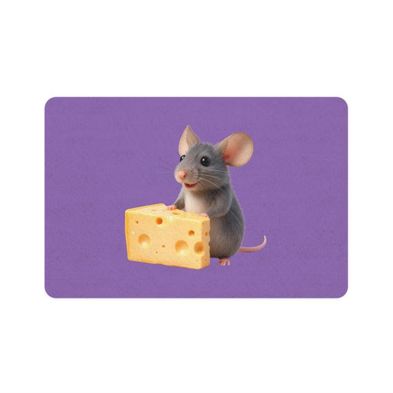 Mouse with Cheese Pet Food Mat | 12x18 Feeding Mat for Pets