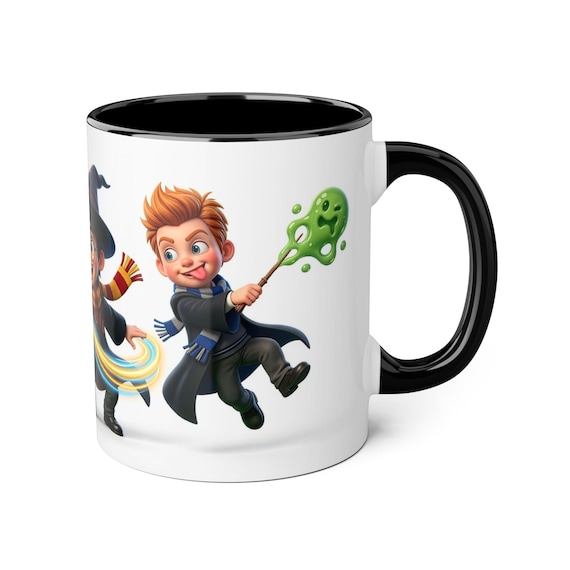 Accent Mug | Playful Wizard Kids Casting Green Goo Spell Fantasy Coffee Cup Gift