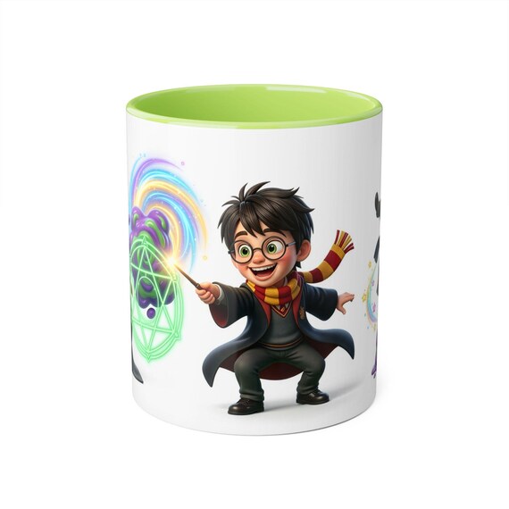 Accent Mug | Dynamic Wizard Trio with Bursting Colorful Magic Kids Fantasy Gift