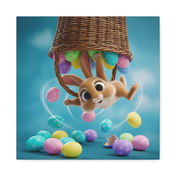 Playful Easter Bunny Canvas | Matte Stretched Wall Art