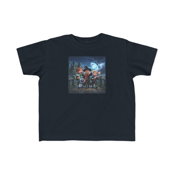 Toddler Fine Jersey Tee | Wizard Trio Casting Magic Spells at Castle Bridge