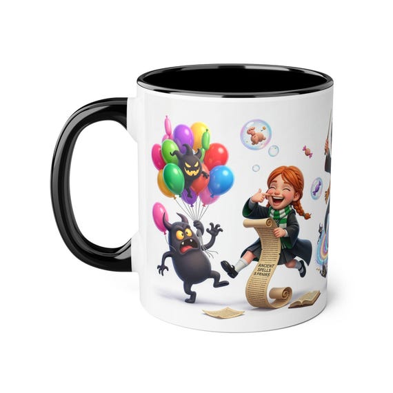 Accent Mug | Whimsical Wizard Trio & Magic Balloons Kids Fantasy Coffee Cup Gift