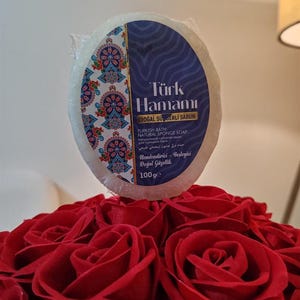 3 tipos de sabonete de esponja de frutas (banho turco, leite de cabra, leite de burra)