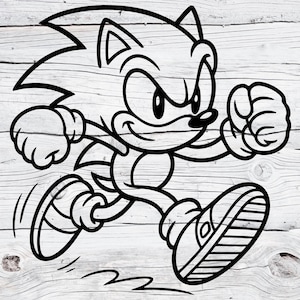 Sonic Svg / Sonic corriendo SVG PNG / Sonic Line Art Vector / Archivo de corte de contorno de erizo de dibujos animados para Cricut y Silhouette