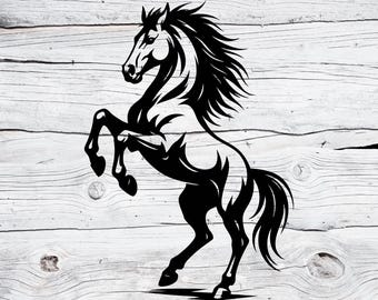 馬のSVG、立ち上がる馬のシルエットSVG PNG、野生のムスタングの