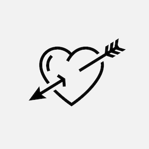 Heart Arrow Svg, Love Arrow Silhouette, Cupid&#39;s Arrow Png, Digital Download, Vector Clipart