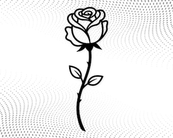 バラのSVGファイル：黒のアウトライン太字デザイン