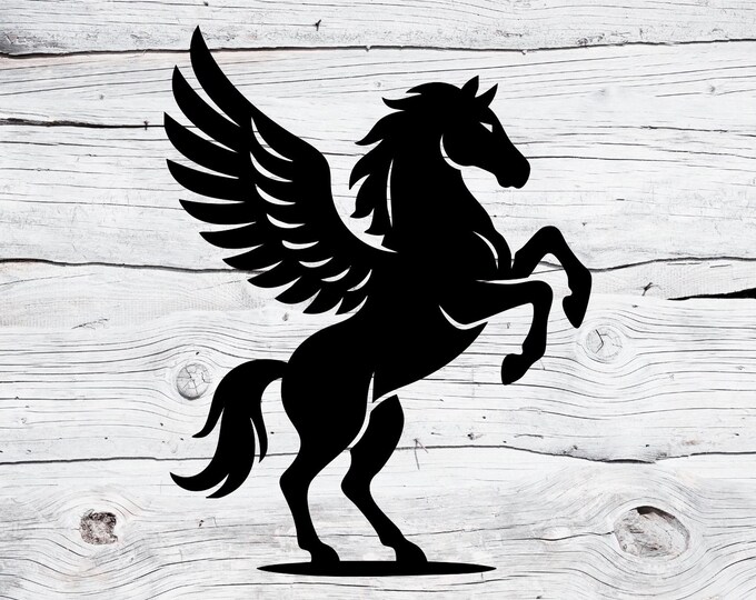 Mythical Winged Horse SVG - Pegasus Flying Horse Creature Silhouette ...
