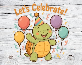 Turtle Digital Art: Colorful Party Theme Png File