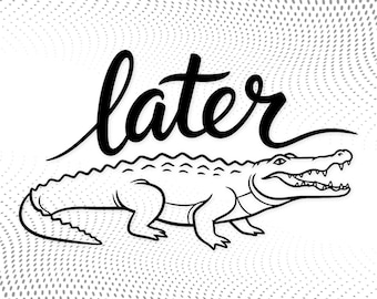 Later Gator ラインアート: SVG、PNG、DXF カットファイル (デジタルダウンロード)