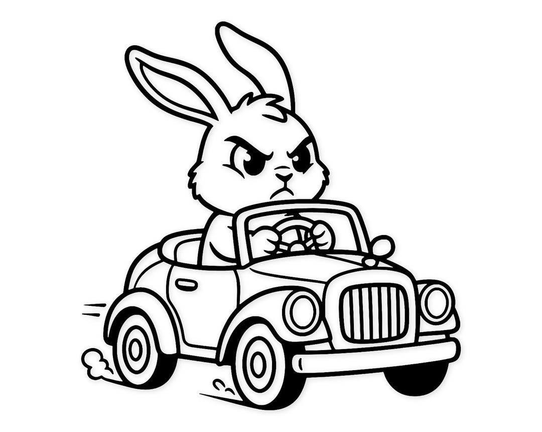 Gulf Rabbit Car Drawing This item is unavailable - Etsy