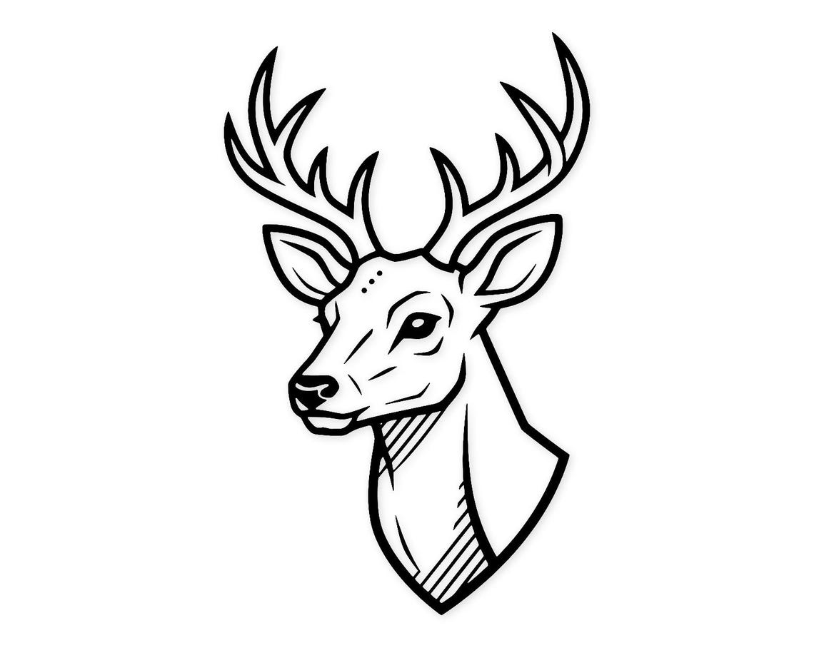 Deer Head Svg Png: Bold Line Art for T-shirts - Etsy