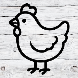 Chicken SVG PNG | Simple Farm Animal Line Art | Hen Silhouette Clipart for Cricut & Silhouette | Farmhouse Sublimation Cut File