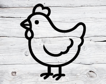 Chicken SVG PNG | Simple Farm Animal Line Art | Hen Silhouette Clipart for Cricut & Silhouette | Farmhouse Sublimation Cut File