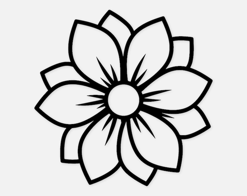 Flower Outline SVG PNG: Clean Cut File for Cricut Projects