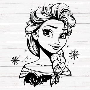 Elsa Svg, Elsa Frozen Svg, Princesa Svg, Frozen Elsa Svg, Lindo Contorno De Elsa, Frozen Elsa Clipart, Silueta De Frozen Elsa, Cortar, Cricut