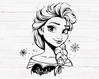 Elsa Svg, Elsa Frozen Svg, Princess Svg, Frozen Elsa Svg, Cute Elsa Outline, Frozen Elsa Clipart, Frozen Elsa Silhouette, Cut, Cricut