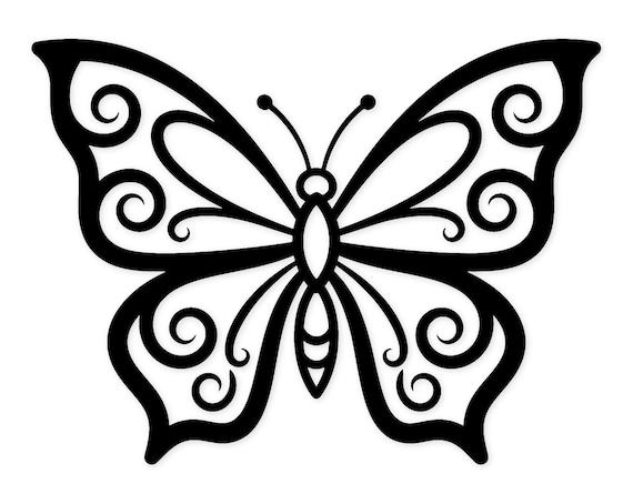 Ornate Butterfly Outline Svg Png: Clean Cut File For Crafts
