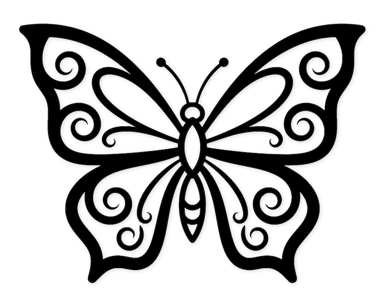 Ornate Butterfly Outline SVG PNG: Clean Cut File for Crafts