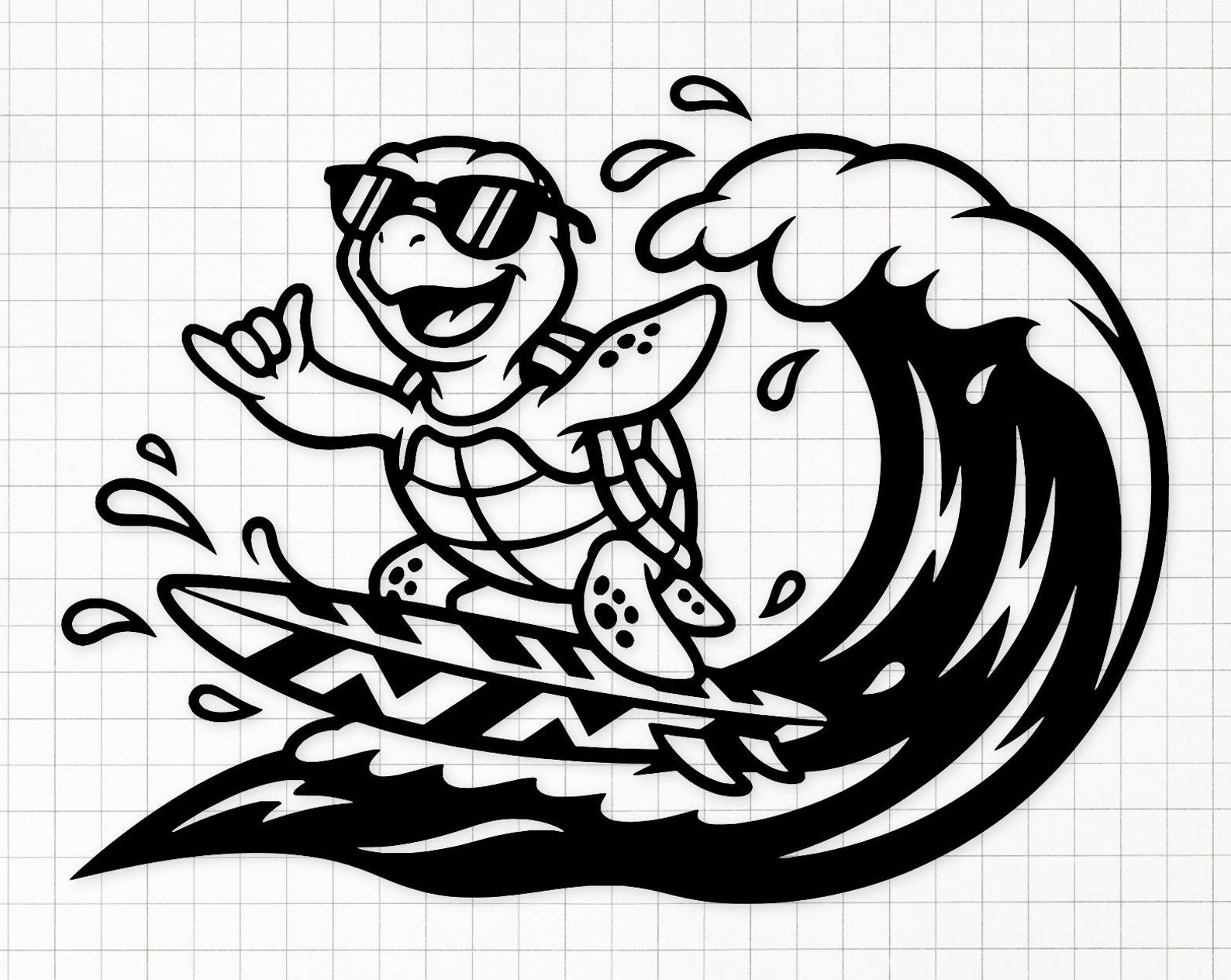 Turtle Riding The Wave Svg Surfing Turtle Svg: Fun Designs for Summer Decor - Etsy