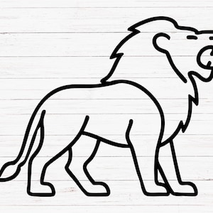 Löwe Umriss SVG PNG, Minimal Wildtier Linie Kunst, brüllender Löwe Silhouette Cricut Cut Datei, Dschungel Safari digitaler Download