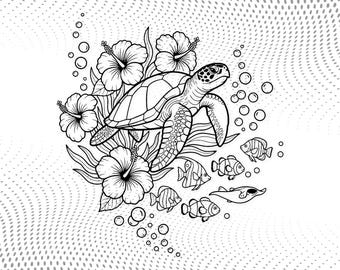 Sea Turtle Floral Svg: Whimsical Design For Beach Lovers