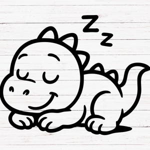 Sleeping Baby Dinosaur SVG PNG, Cute Dino Clipart for Nursery Decor, Cricut Cut File for Kids Shirts, Stickers, Baby Shower