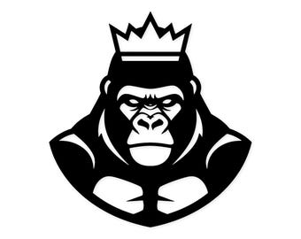 Gorilla With Crown Svg Png: Minimalist Bold Design For Wall Art