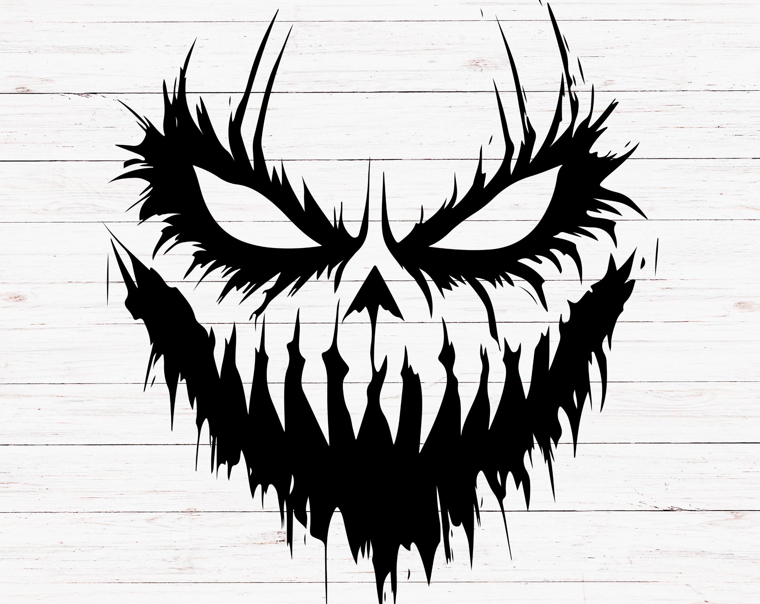 Halloween Svg, Spooky Halloween Face SVG, Eerie Halloween Silhouette, Scary Face Clipart, Halloween PNG, Sublimation Design