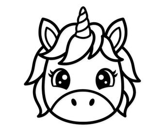Cabeza de unicornio kawaii SVG PNG: Diseño minimalista para manualidades