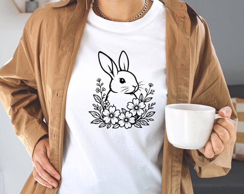 Bunny Svg | Floral Bunny Svg Png | Cute Spring Rabbit Clipart | Bunny ...