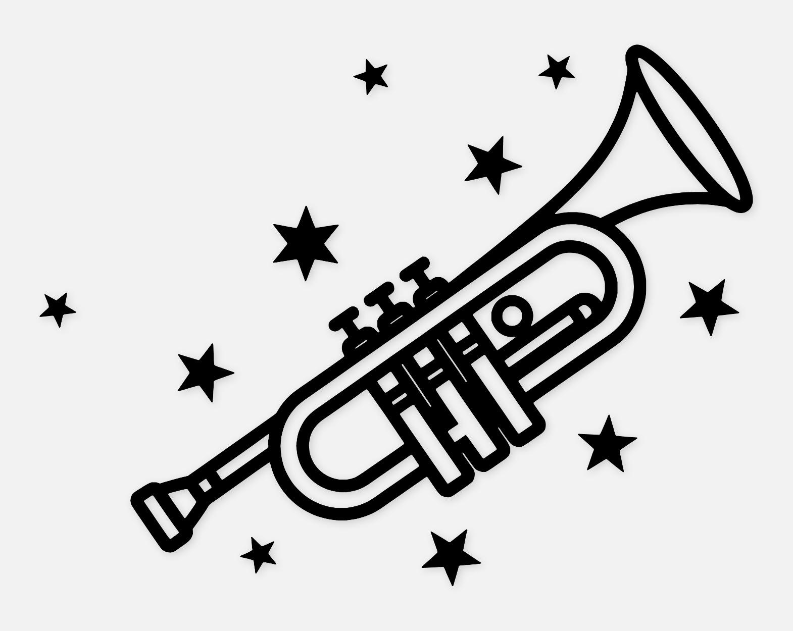 Trumpet Svg Png: Bold Outline Design for Music Projects - Etsy