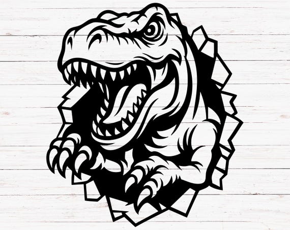 T-Rex Dinosaur SVG PNG | Roaring T Rex Clipart | Jurassic Dino Silhouette Cut File for Cricut & Kids Crafts