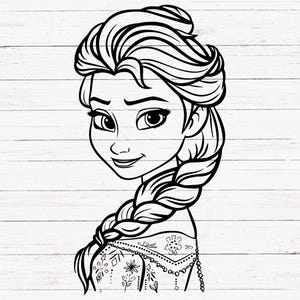 Elsa Frozen Svg, Princess Svg, Frozen Sisters Elsa Svg, Cute Elsa Outline, Frozen Elsa Clipart, Frozen Elsa Silhouette, Cut File, Laser