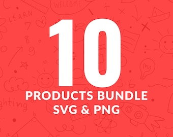 10製品バンドル | SVG PNGデザイン10種類を選択 | デジタルダウンロードクリップアートバンドル | Cricut & Silhouette Cutファイル
