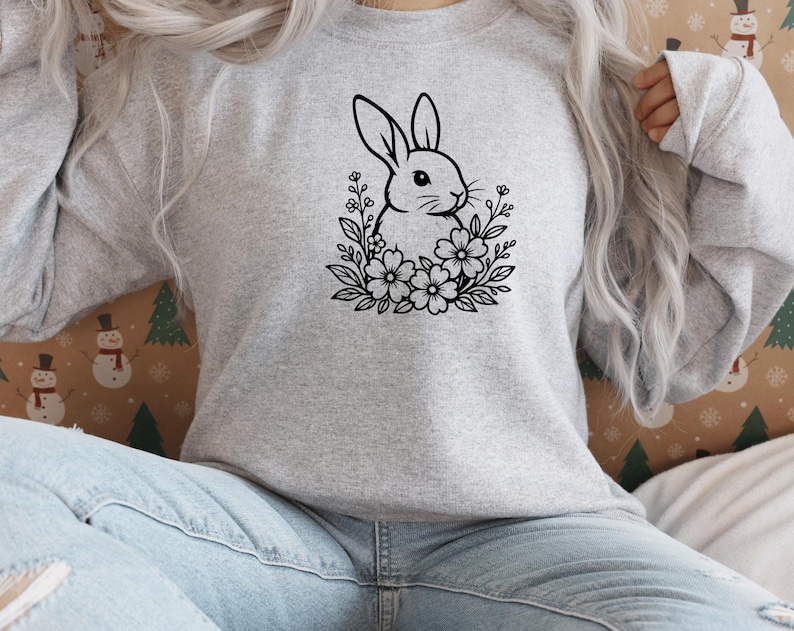 Bunny Svg | Floral Bunny Svg Png | Cute Spring Rabbit Clipart | Bunny ...