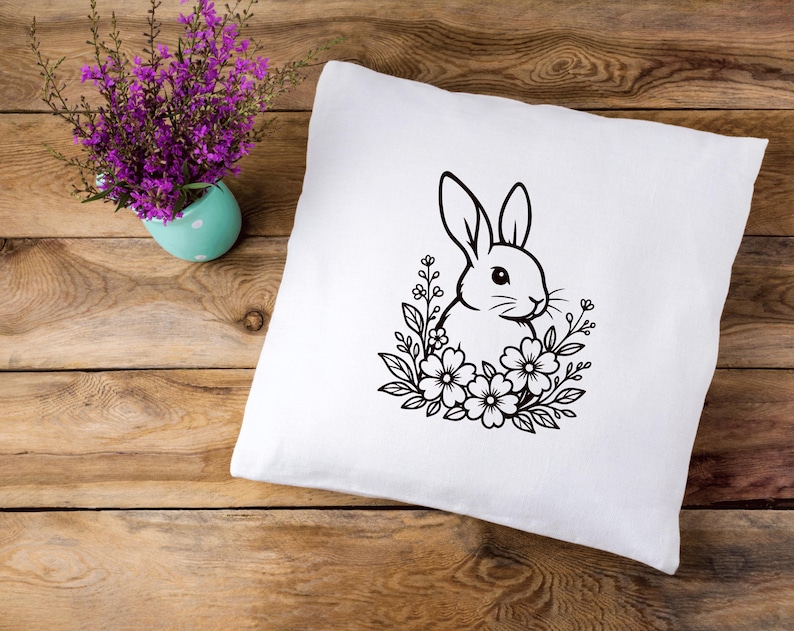 Bunny Svg | Floral Bunny Svg Png | Cute Spring Rabbit Clipart | Bunny ...