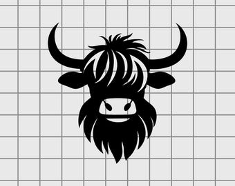 Highland Cow Svg, Highland Cow Silhouette Svg Highland Cow Outline Svg, Single Layer Farm Animal Cut File, Cricut & Silhouette Craft Design