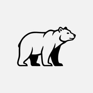 Bear Silhouette Svg | Black And White Bear Silhouette Png Instant Download For Cricut And Silhouette
