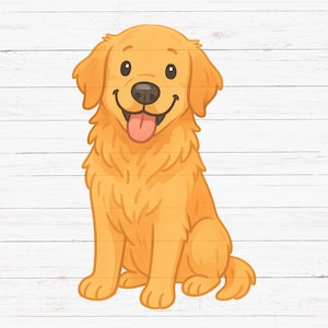 Watercolor Golden Retriever PNG, Cute Dog Clipart for Sublimation, Cartoon Puppy Pet Art, Digital Download for T-shirt Mug Print