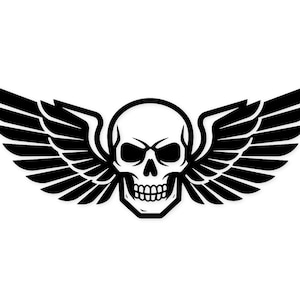 Insigne Tête De Mort Ailée - Métal Argenté - 75 Mm X 15 Mm - Occasion Bon état