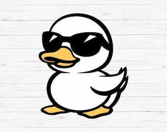 アヒルのSVG、サングラスをかけたアヒルのSVG、サングラスをかけたクールなゴム製のアヒル | レイヤー化されたSVGとPNGファイル | 楽しいゴム製のアヒルのクリップアート