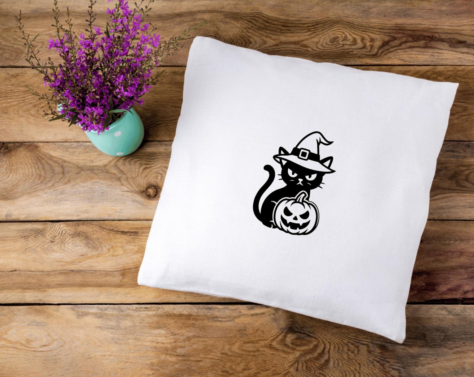 Halloween SVG | Black Cat With Witch Hat and Pumpkin | Spooky Jack O ...